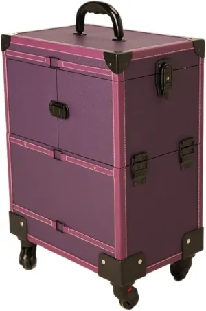 Makeup Artist Nail Art Suitcase Folding Retro Large Suitcase Wheeled Travel Rolling Hand Luggage Trolley Case(D)
