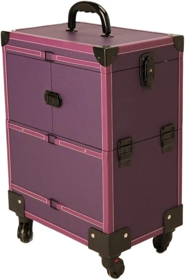 Makeup Artist Nail Art Suitcase Folding Retro Large Suitcase Wheeled Travel Rolling Hand Luggage Trolley Case(D)