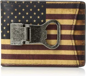 M&F Western Mens Vintage USA Flag Money Clip Wallet