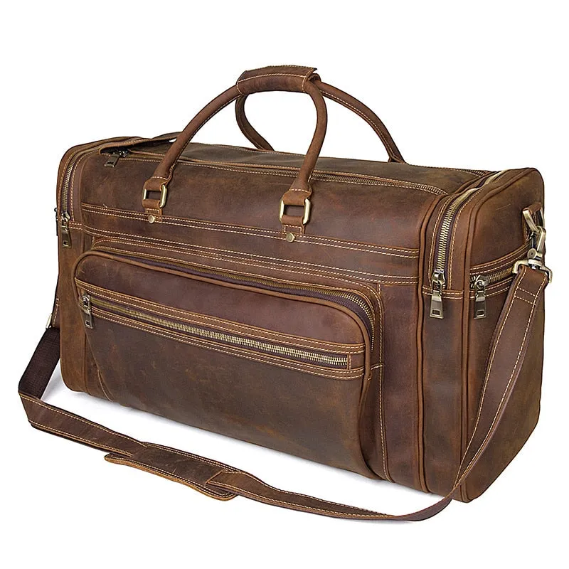 Man On-sale Capability Duffle Shoulder Organizer Bag Men Travel Business 17" Horse Large 2018 Crazy Curated selection Laptop Big Leather Weekend Handbag