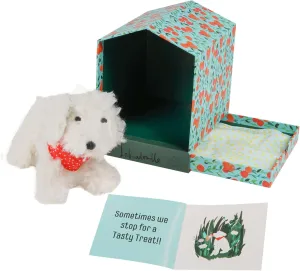 Manhattan Toy Bed & Biscuit Labradoodle Plush Puppy Dog & Keepsake Dog House with Mini-Storybook in Hidden Drawer