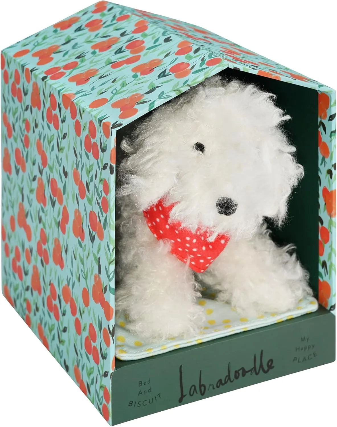 Manhattan Toy Bed & Biscuit Labradoodle Plush Puppy Dog & Keepsake Dog House with Mini-Storybook in Hidden Drawer