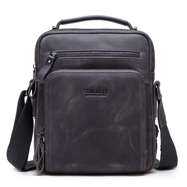 man's Prompt response handbag bag vintage leather crossbody bag male messenger shoulder horse Specialty items men bags crazy men's CONTACT'S bags bolsos sling