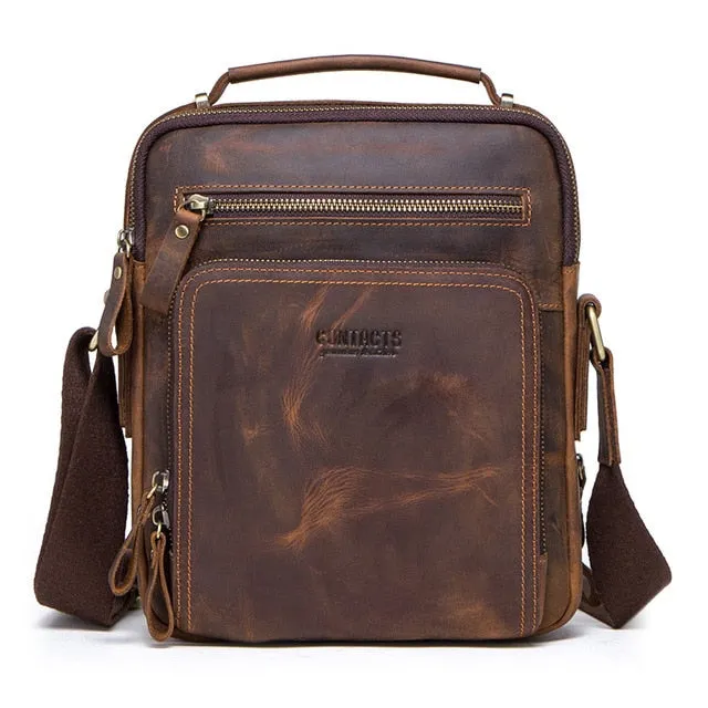 man's Prompt response handbag bag vintage leather crossbody bag male messenger shoulder horse Specialty items men bags crazy men's CONTACT'S bags bolsos sling