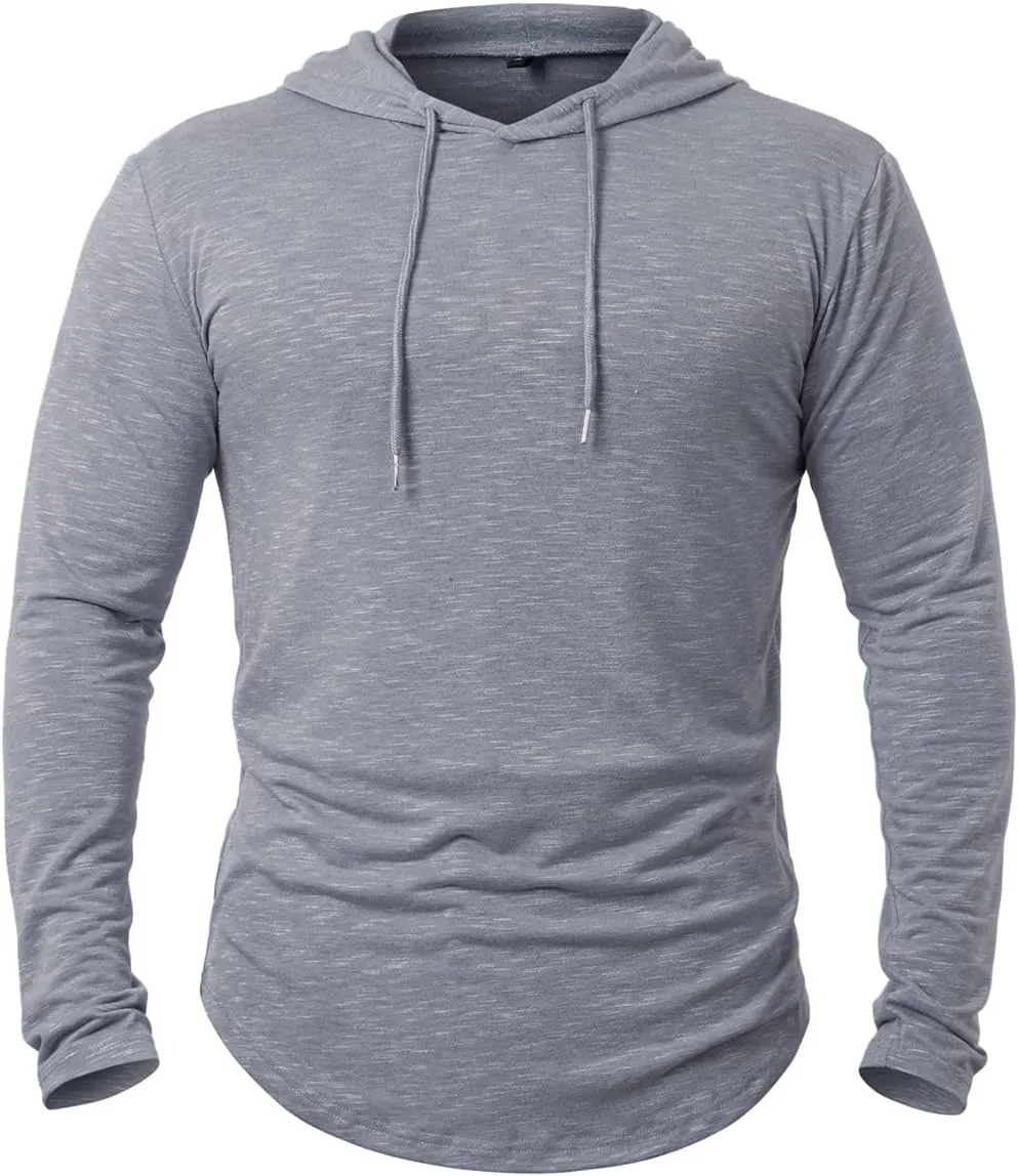 MANSDOUR Men's Athletic Hooded Shirts Long Sleeve Workout Sport Hoodie Casual Running T Shirt Quick Dry Pullover Top