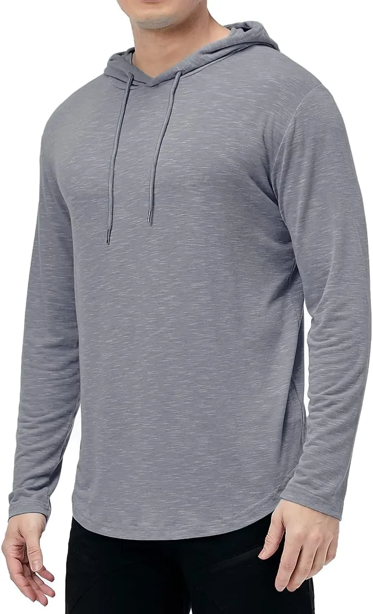MANSDOUR Men's Athletic Hooded Shirts Long Sleeve Workout Sport Hoodie Casual Running T Shirt Quick Dry Pullover Top