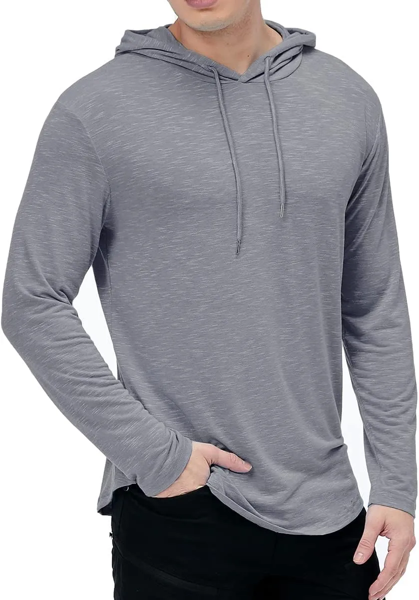 MANSDOUR Men's Athletic Hooded Shirts Long Sleeve Workout Sport Hoodie Casual Running T Shirt Quick Dry Pullover Top