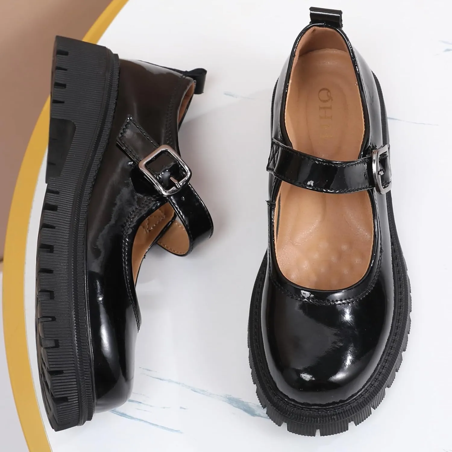 Mary Jane Shoes for Women Platform Mary Janes Pumps Round Toe Non-Slip Casual Shoes Comfortable Dress Shoes Cute School Shoes for Women