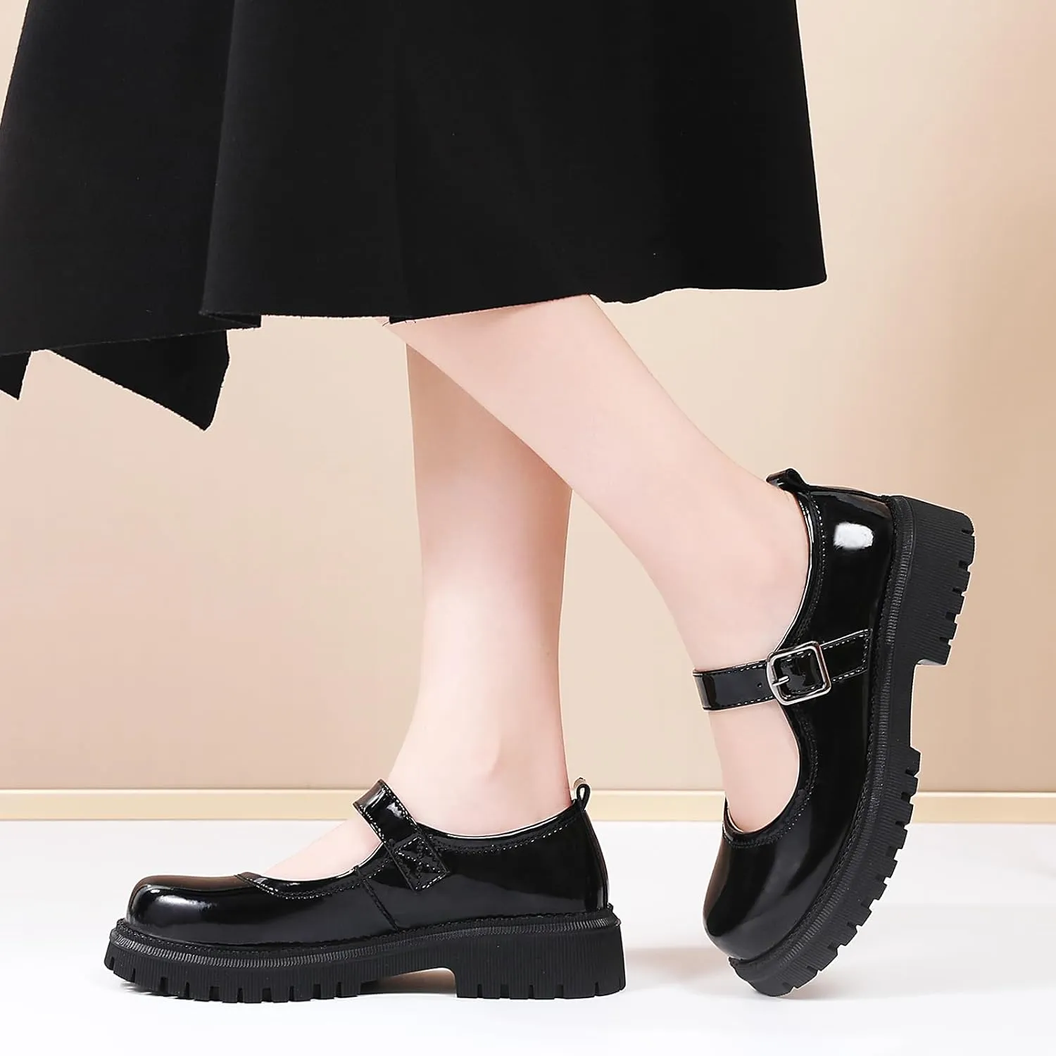 Mary Jane Shoes for Women Platform Mary Janes Pumps Round Toe Non-Slip Casual Shoes Comfortable Dress Shoes Cute School Shoes for Women