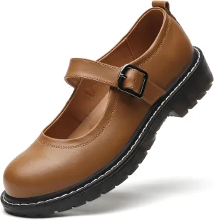 Mary Jane Shoes Women Mary Janes for Women Flats Oxford Round Toe Non-Slip Casual Shoes Comfortable Dress Shoes Cute School Shoes for Teen Girls Womens Ladies