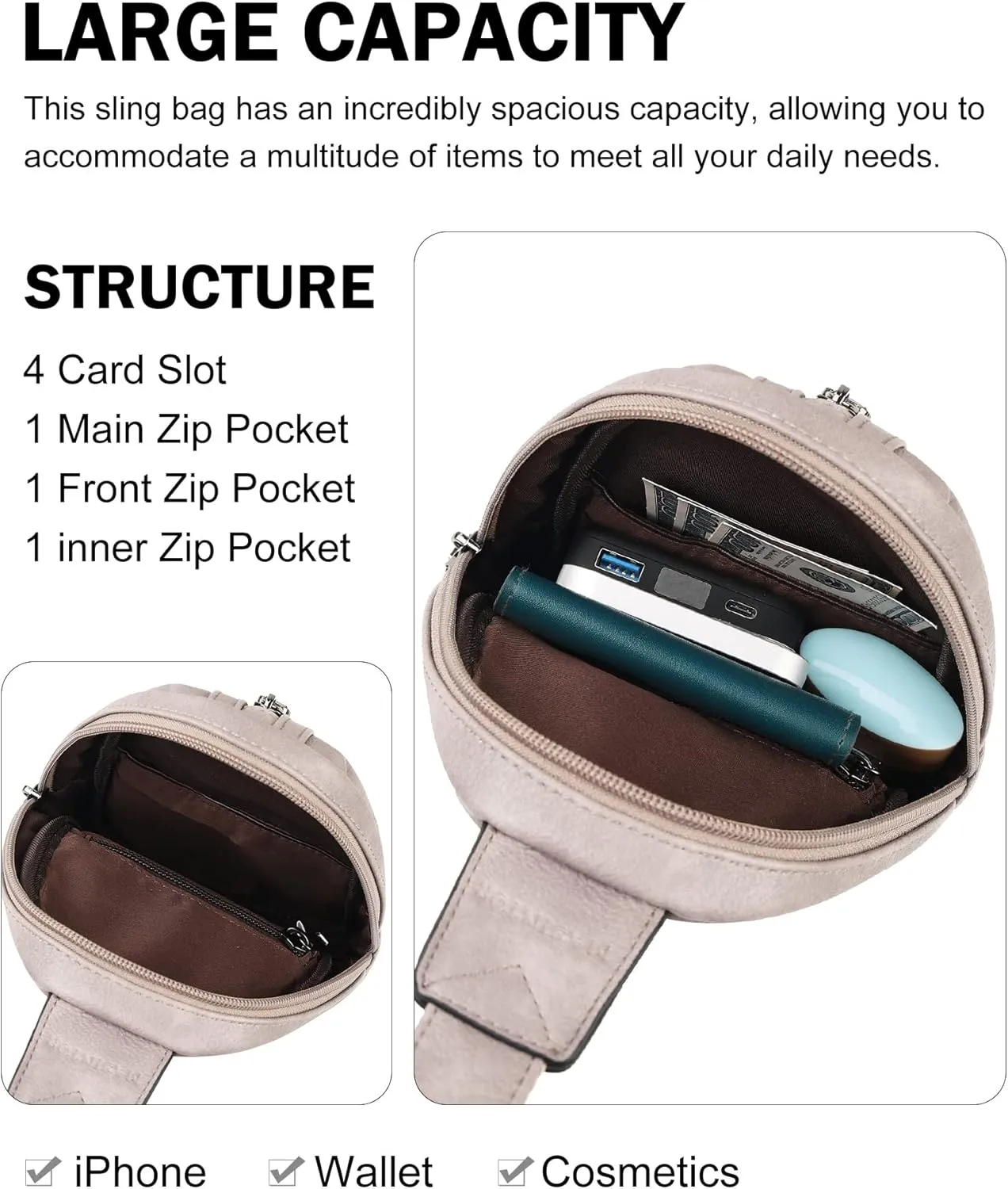 MASINTOR Small Sling Bag for Women Fashion Fanny Pack Crossbody Bags for Women Sling Backpack for Travel
