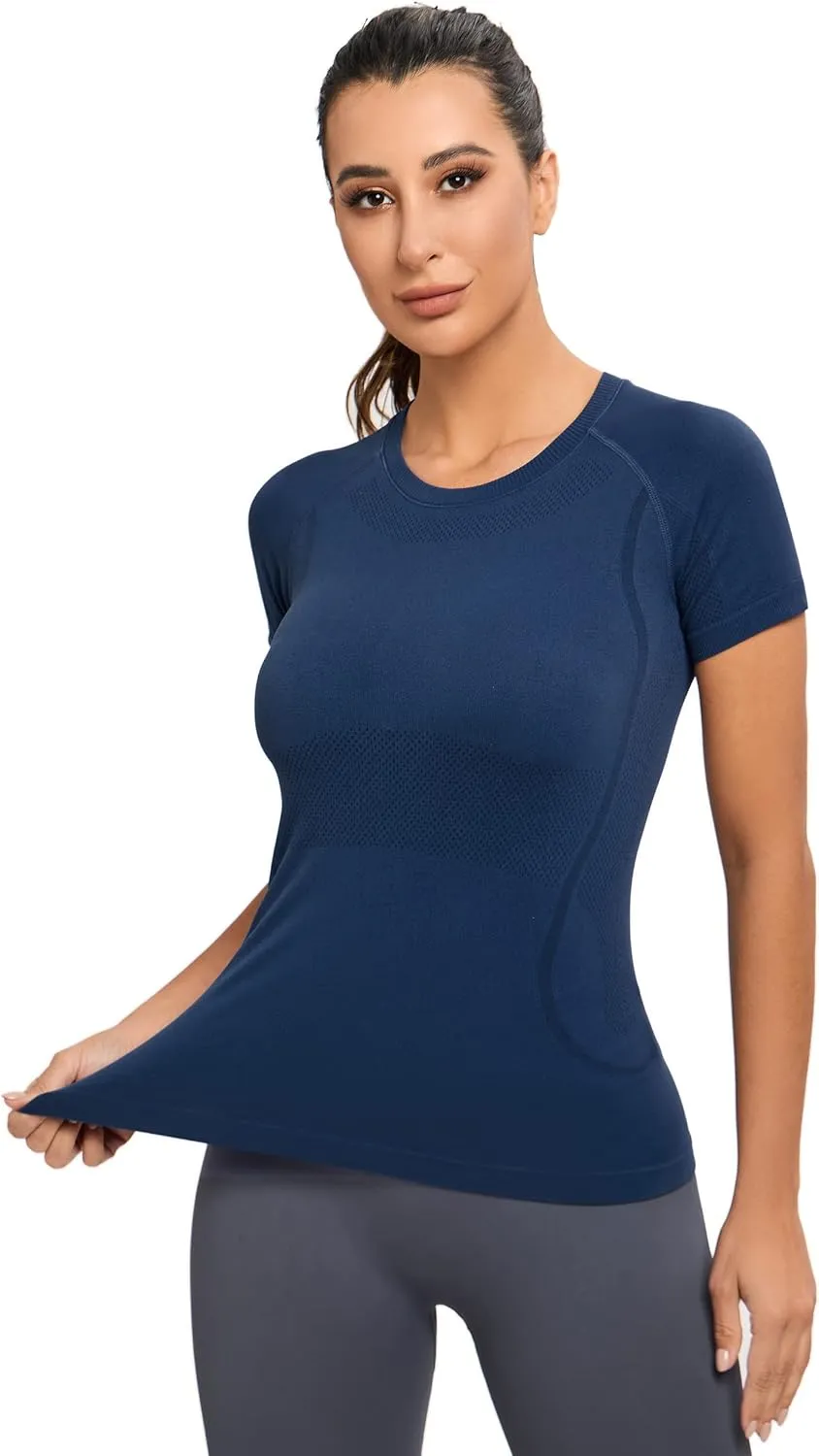 MathCat Workout Shirts for Women, Workout Tops for Women, Yoga Short Sleeve Shirts Soft Seamless Gym Shirts