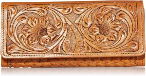 Mauzari Sydney Genuine Leather Women's Wallet — Tooled Floral Design