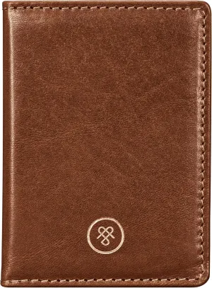 Maxwell Scott - Luxury Italian Leather Travel Card Holder Case for Men Women with ID Section - The Solaro Chestnut Tan