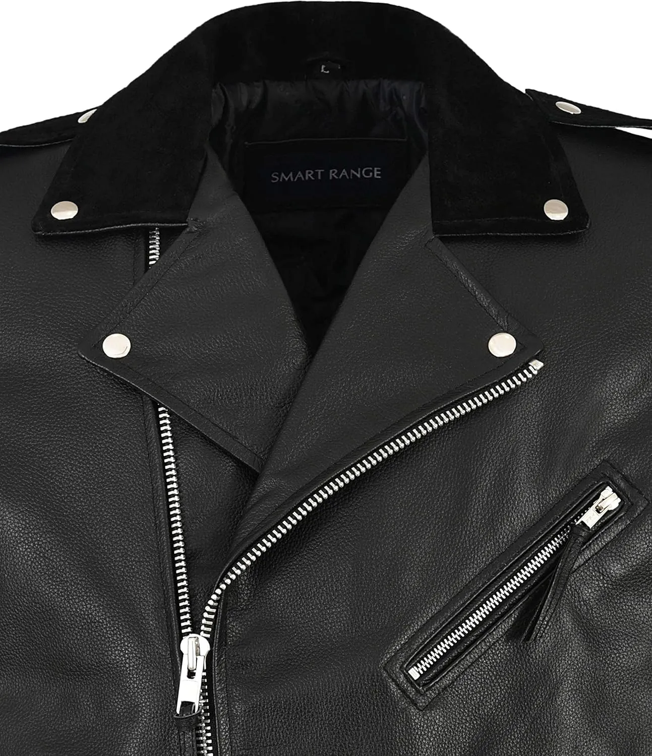 MBF Brando Men's Real Leather Jacket 100% Hide & Suede Classic Biker Style