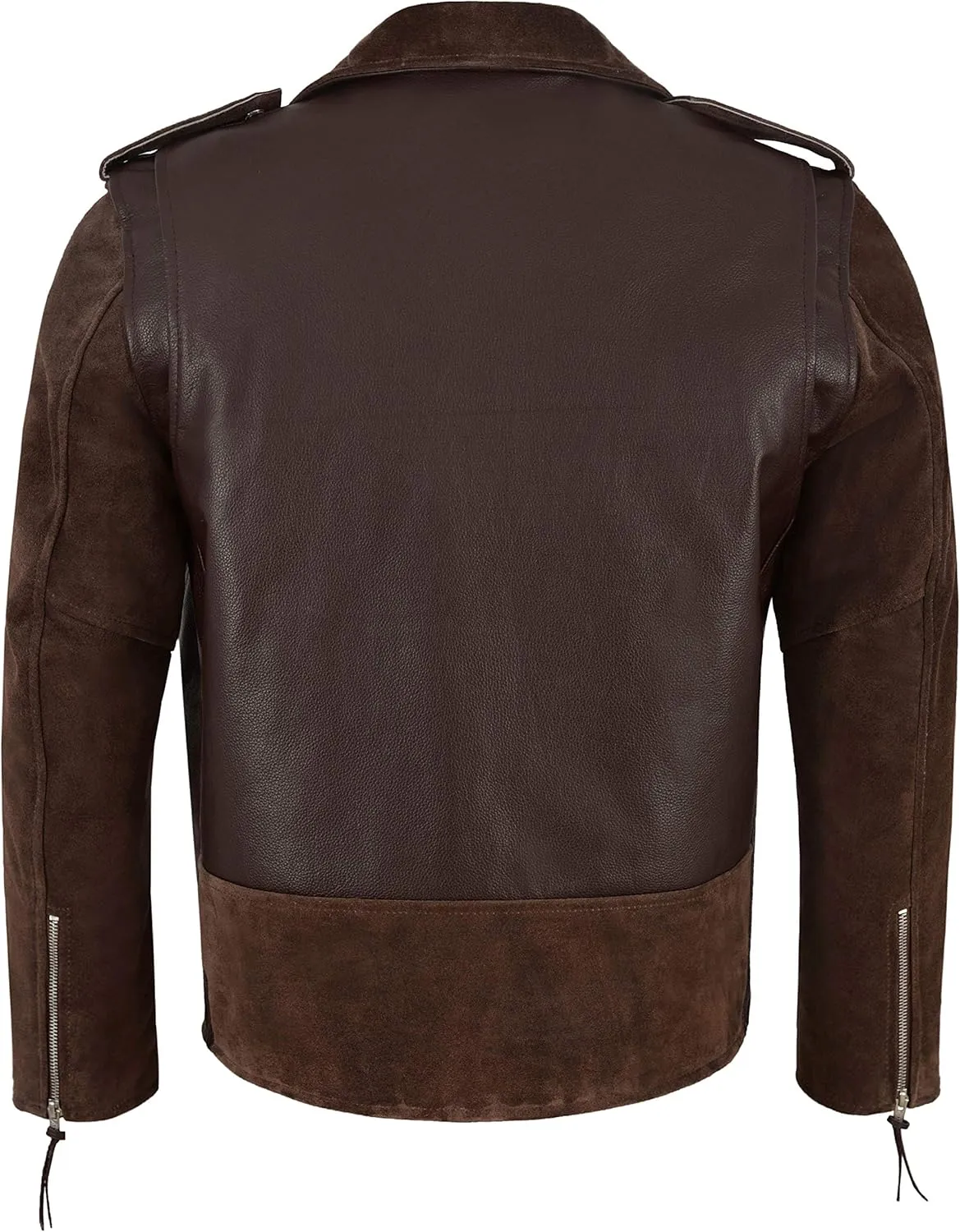MBF Brando Men's Real Leather Jacket 100% Hide & Suede Classic Biker Style
