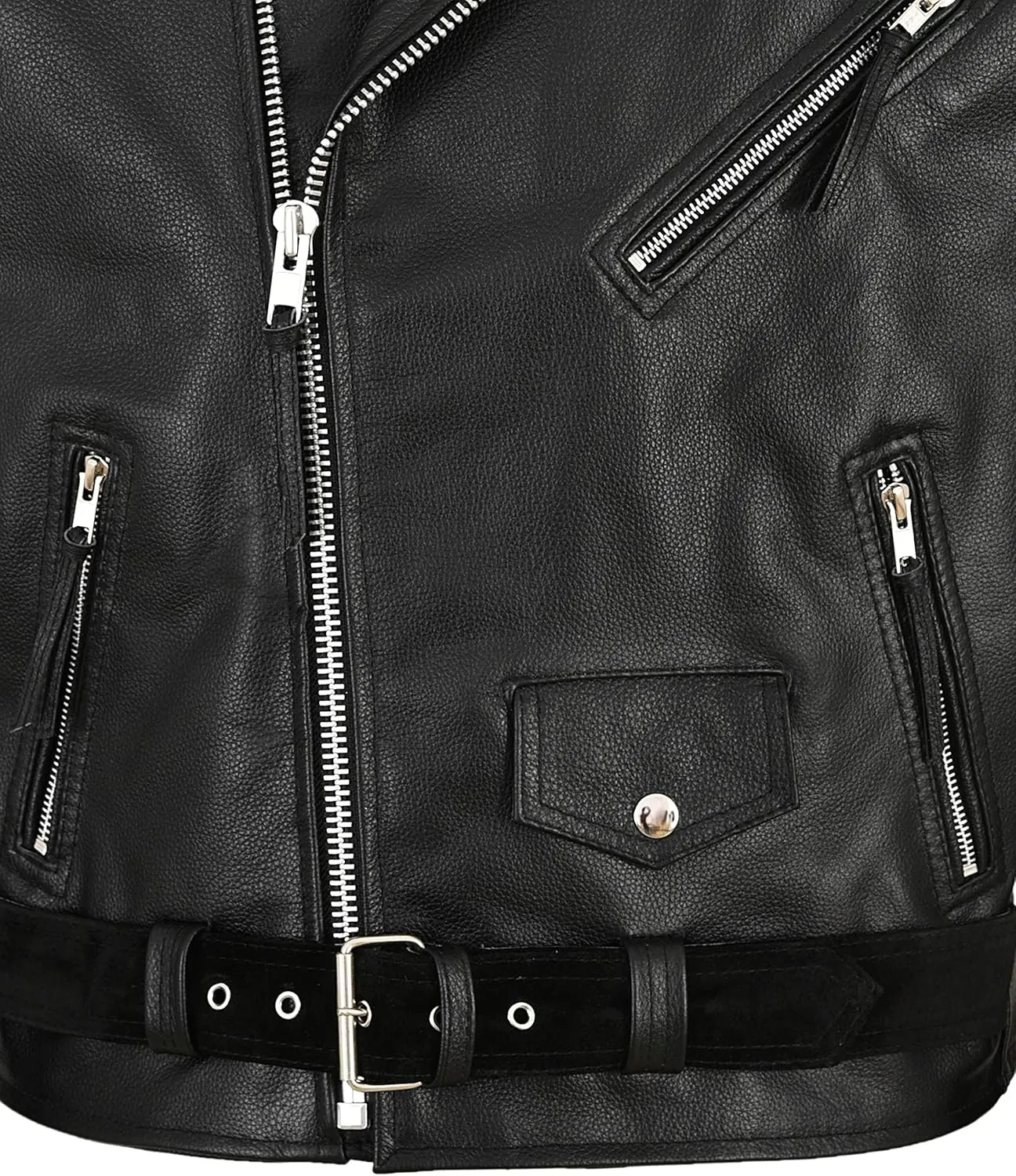 MBF Brando Men's Real Leather Jacket 100% Hide & Suede Classic Biker Style