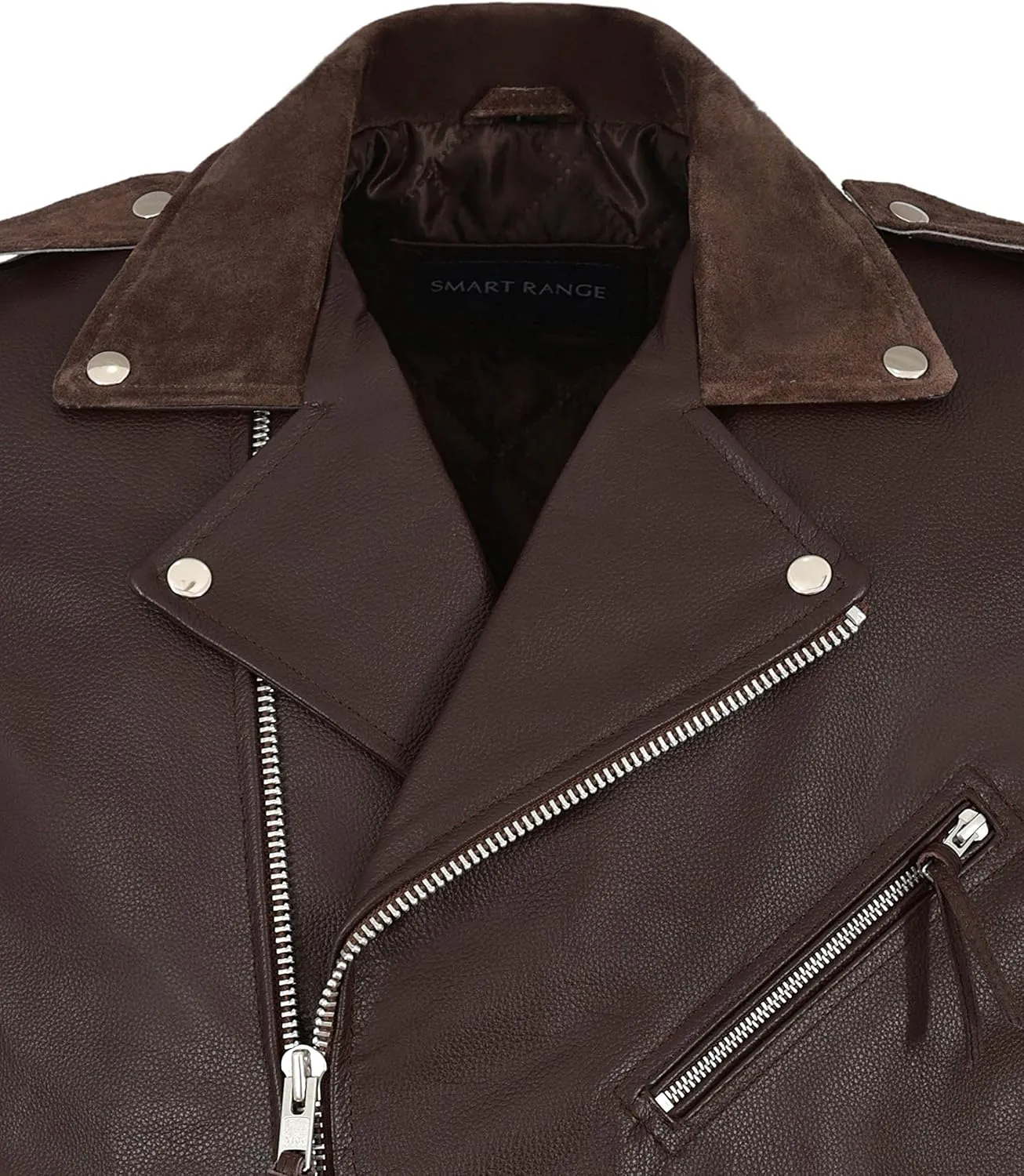 MBF Brando Men's Real Leather Jacket 100% Hide & Suede Classic Biker Style