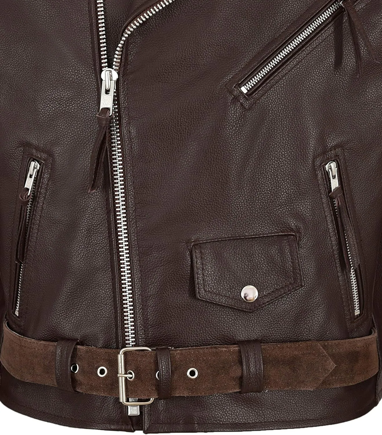 MBF Brando Men's Real Leather Jacket 100% Hide & Suede Classic Biker Style