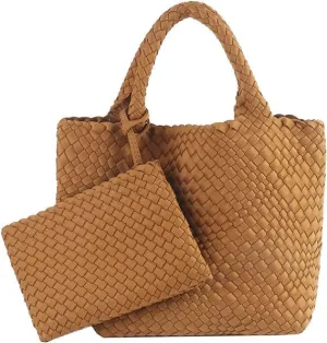 MECOLOR Woven Tote Bag Purse Women Tote Handbag Fashion Large Shoulder Top-Handle Travel Bag Underarm Shopper Popular Bag