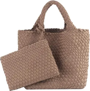MECOLOR Woven Tote Bag Purse Women Tote Handbag Fashion Large Shoulder Top-Handle Travel Bag Underarm Shopper Popular Bag
