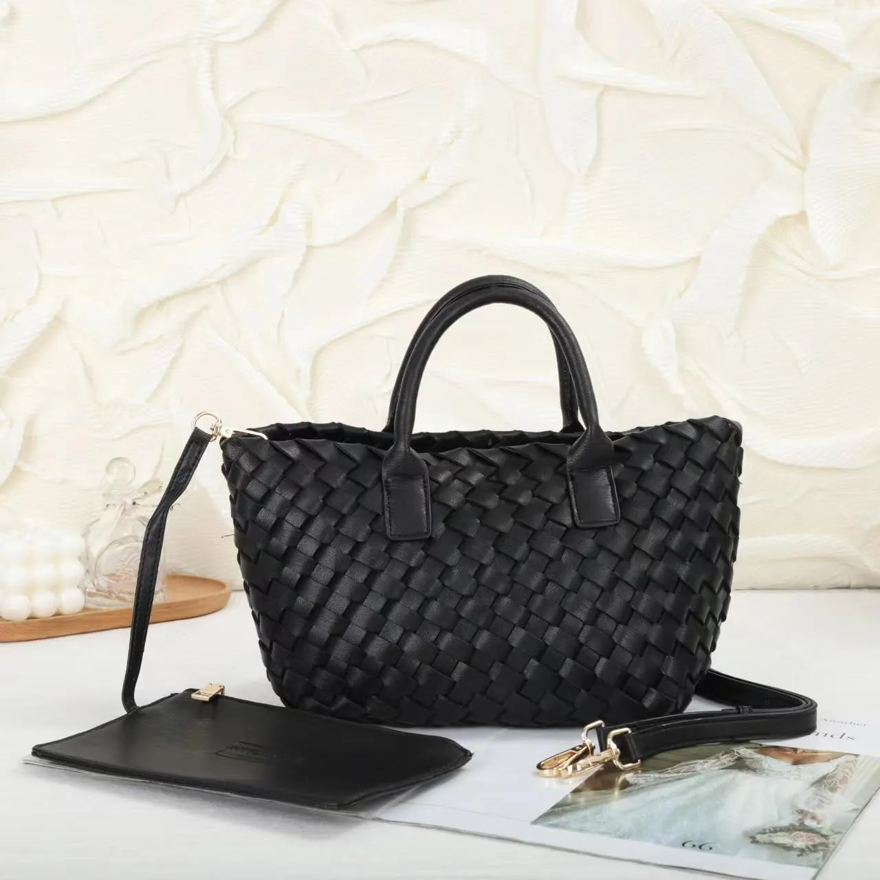 Medium Size Woven Tote Handbag for Women Work Tote Bag Shoulder Purse Tote Purse Shoulder Bag Travel Tote Bag