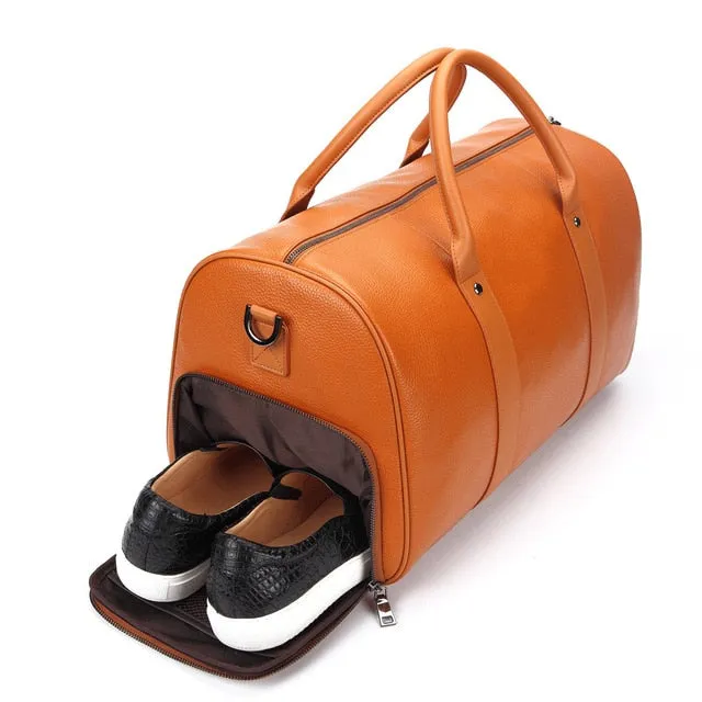 Men Genuine Leather Travel Bag Large Capacity Gym Bag Duffle Bags Big Weekender Luggage handbag Casual Sports shoulder Bag FEGER