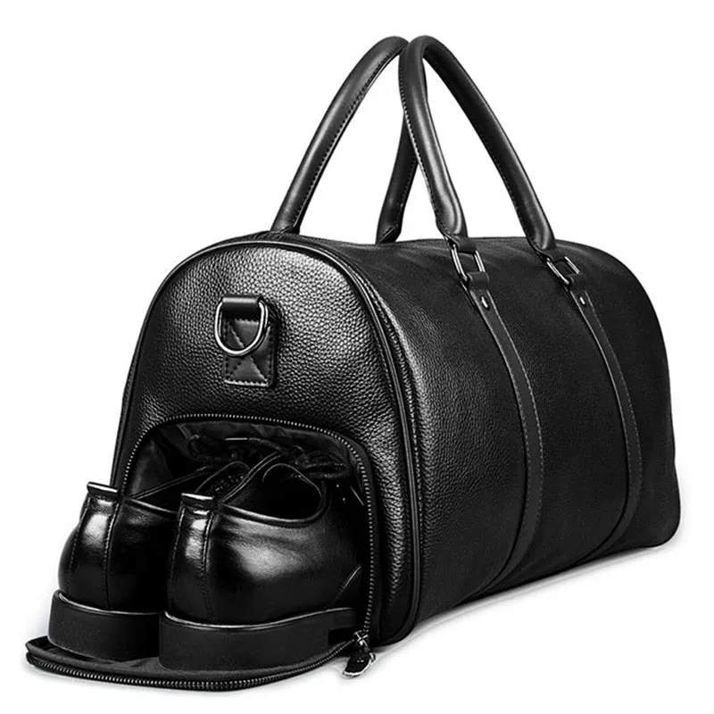 Men Genuine Leather Travel Bag Large Capacity Gym Bag Duffle Bags Big Weekender Luggage handbag Casual Sports shoulder Bag FEGER