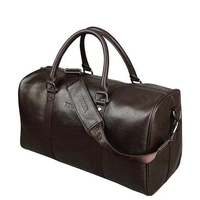 Men Genuine Leather Travel Bag Large Capacity Gym Bag Duffle Bags Big Weekender Luggage handbag Casual Sports shoulder Bag FEGER