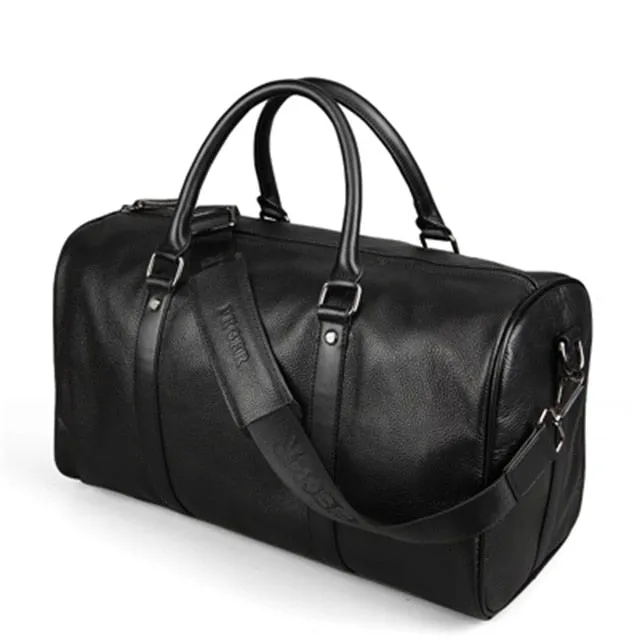 Men Genuine Leather Travel Bag Large Capacity Gym Bag Duffle Bags Big Weekender Luggage handbag Casual Sports shoulder Bag FEGER