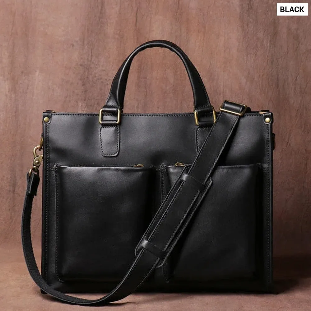 Mens 14,15.4 Inch Crazy Horse Natural Genuine Leather Shoulder Messenger Hand & Laptop Bag