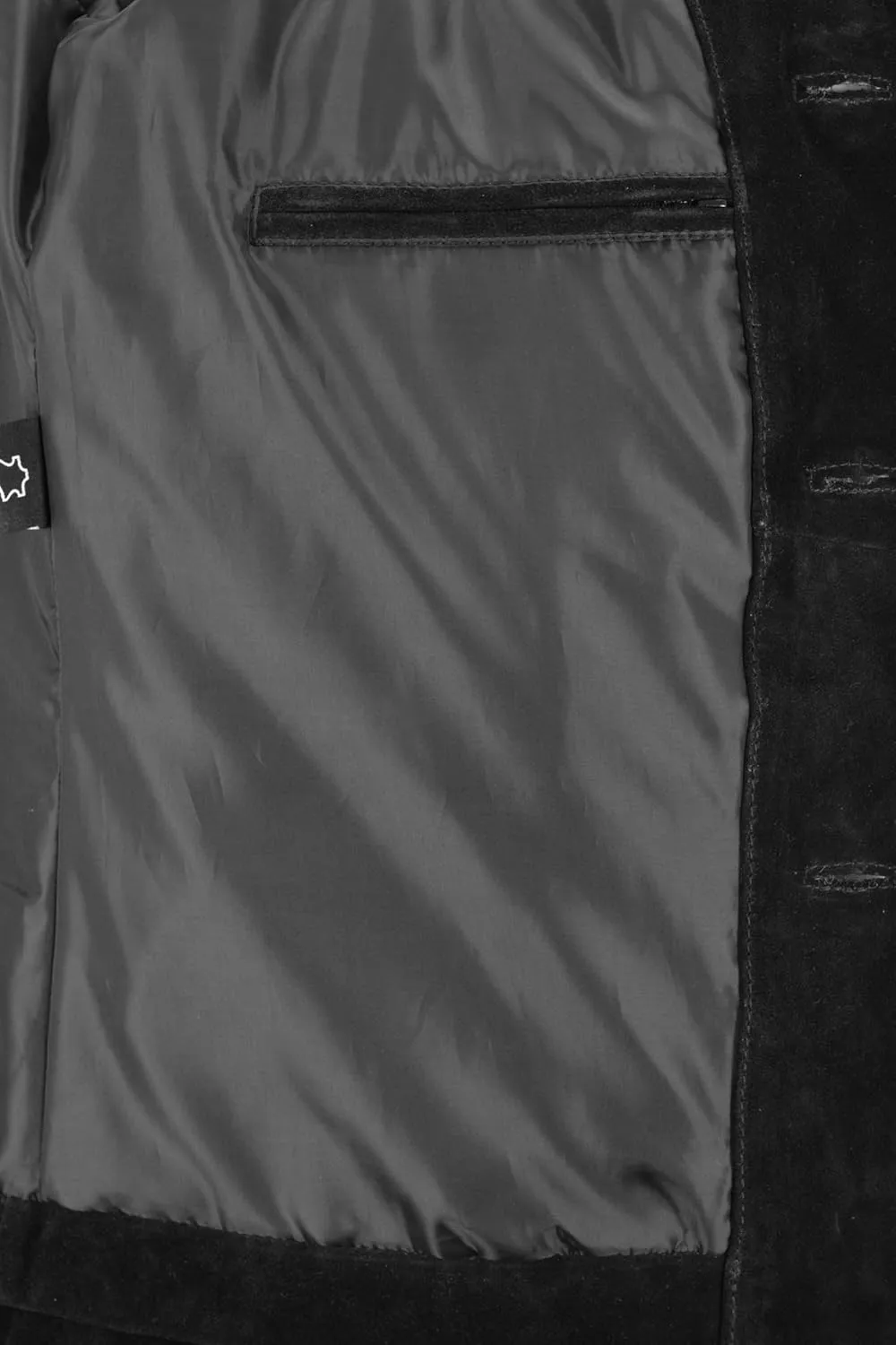 Men's 70's Leather Jacket Black Suede Classic Collared Blazer Casual Style 4162