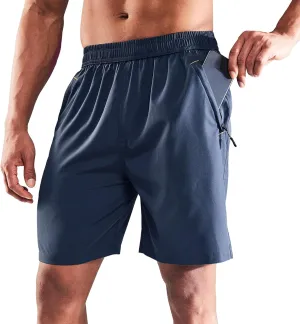 Men's 7" Stretch Quick Dry Summer Shorts Breathable Comfort Running Short Solid Loose Fit Workout Shorts
