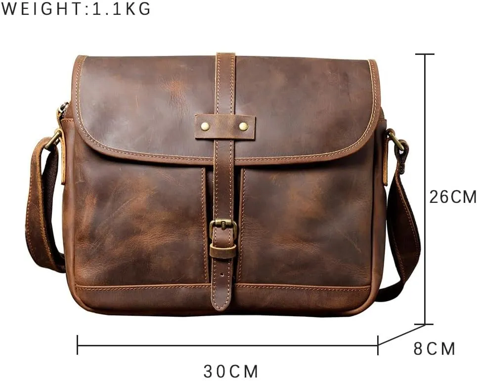 Men's Bag Vintage Layer Cowhide Shoulder Bag Crossbody Bag Leather Bag