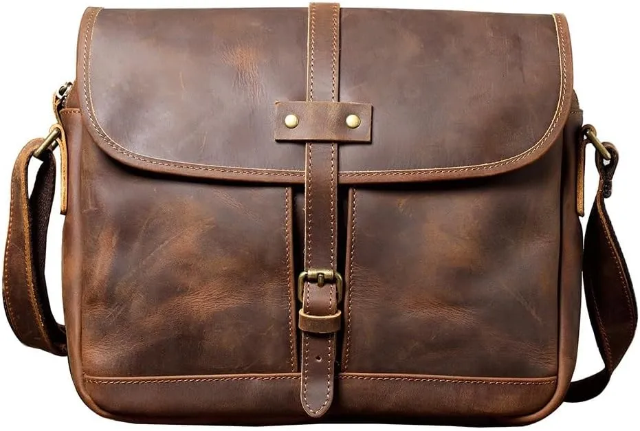 Men's Bag Vintage Layer Cowhide Shoulder Bag Crossbody Bag Leather Bag
