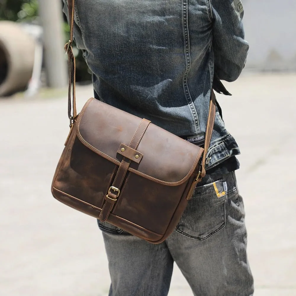Men's Bag Vintage Layer Cowhide Shoulder Bag Crossbody Bag Leather Bag