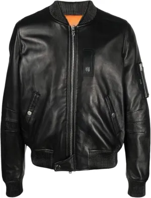 Men's Black Genuine Leather Bomber Jacket – Classic Aviator Style, Zip-Up Front, Multiple Pockets – Premium Leather Outerwear