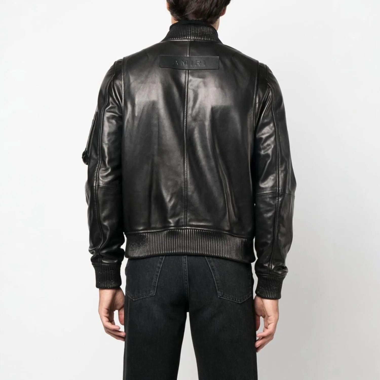 Men's Black Genuine Leather Bomber Jacket – Classic Aviator Style, Zip-Up Front, Multiple Pockets – Premium Leather Outerwear