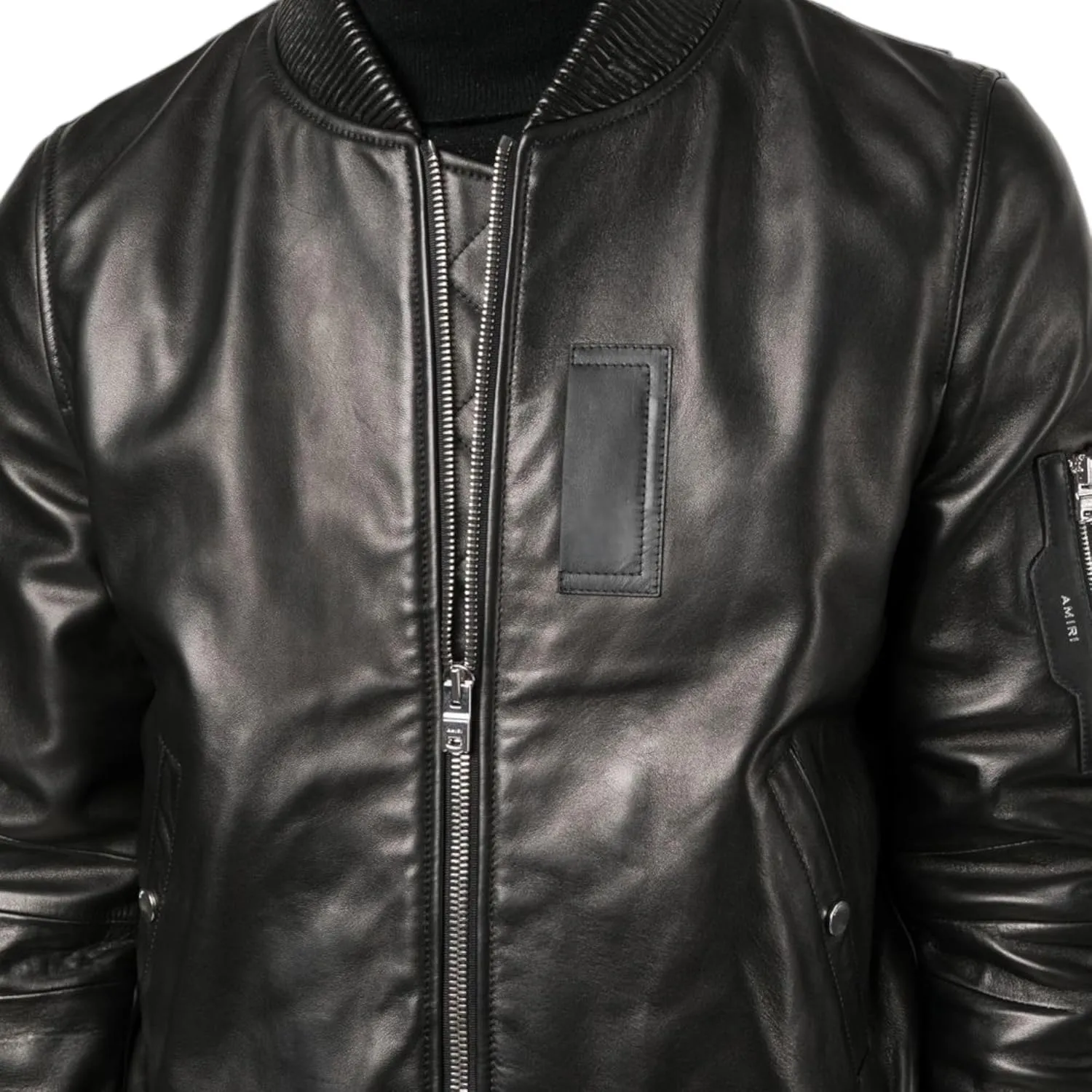 Men's Black Genuine Leather Bomber Jacket – Classic Aviator Style, Zip-Up Front, Multiple Pockets – Premium Leather Outerwear