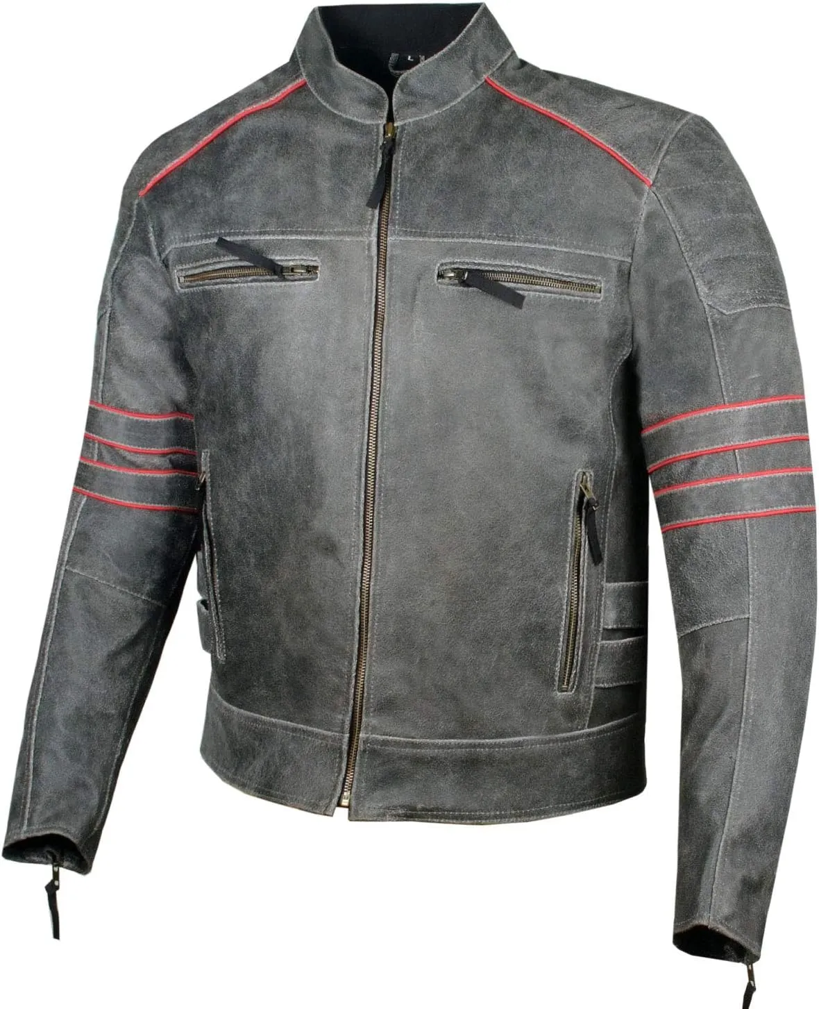 Men’s Brotherhood Leather Motorcycle Jacket Classic Vintage Distressed - Biker Style, CE Armor Protection, Removable Liner, Ventilated S