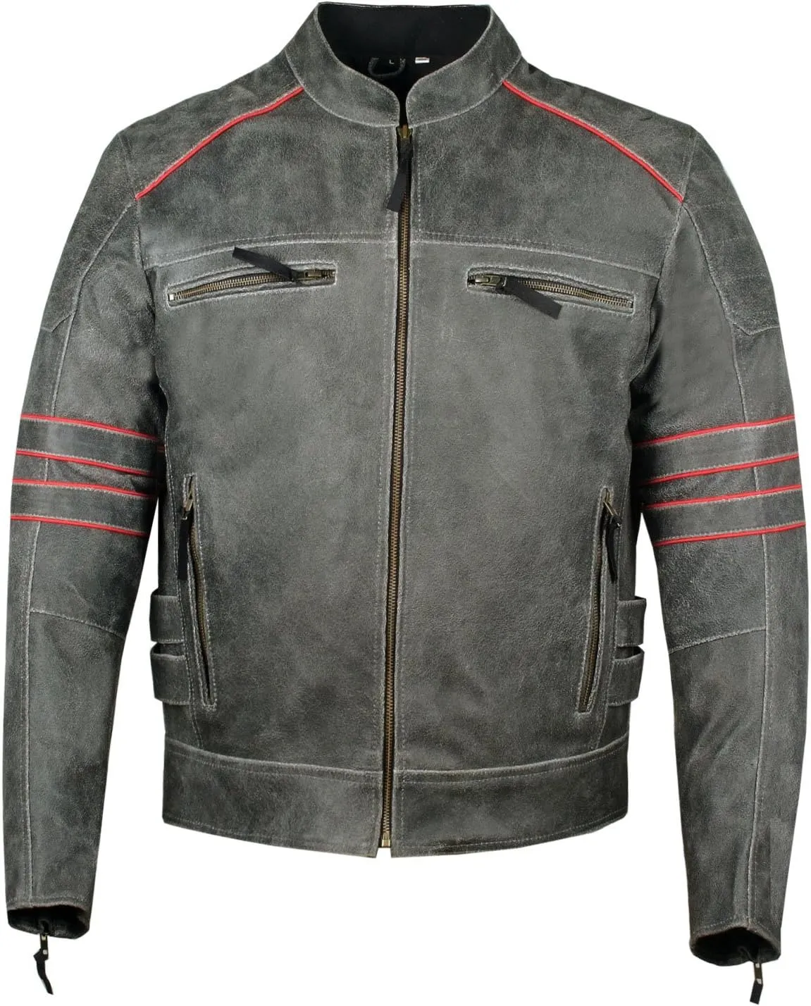 Men’s Brotherhood Leather Motorcycle Jacket Classic Vintage Distressed - Biker Style, CE Armor Protection, Removable Liner, Ventilated S