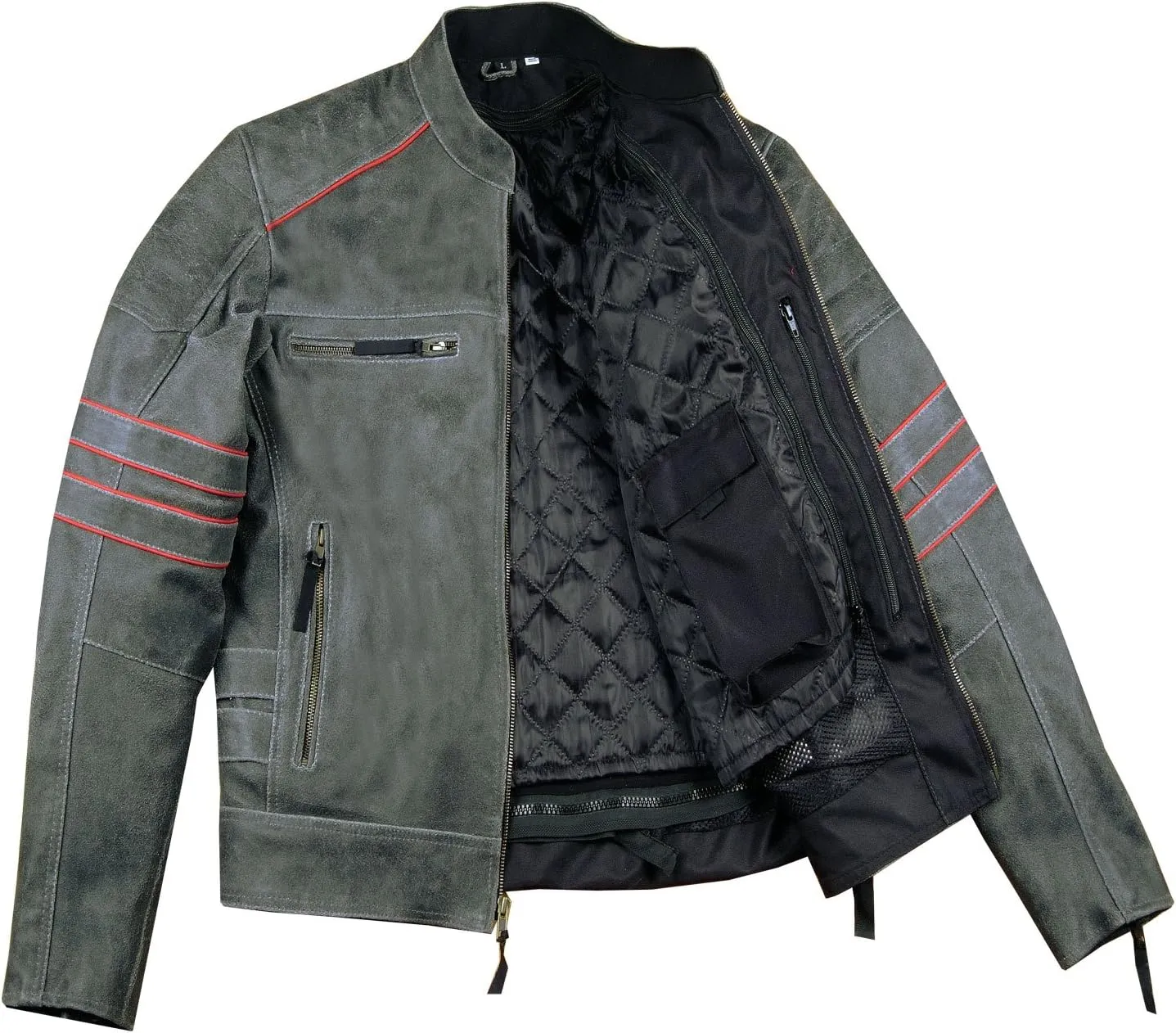 Men’s Brotherhood Leather Motorcycle Jacket Classic Vintage Distressed - Biker Style, CE Armor Protection, Removable Liner, Ventilated S