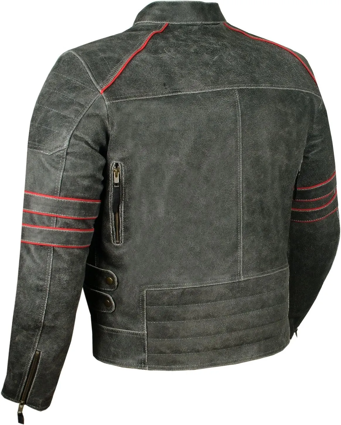 Men’s Brotherhood Leather Motorcycle Jacket Classic Vintage Distressed - Biker Style, CE Armor Protection, Removable Liner, Ventilated S