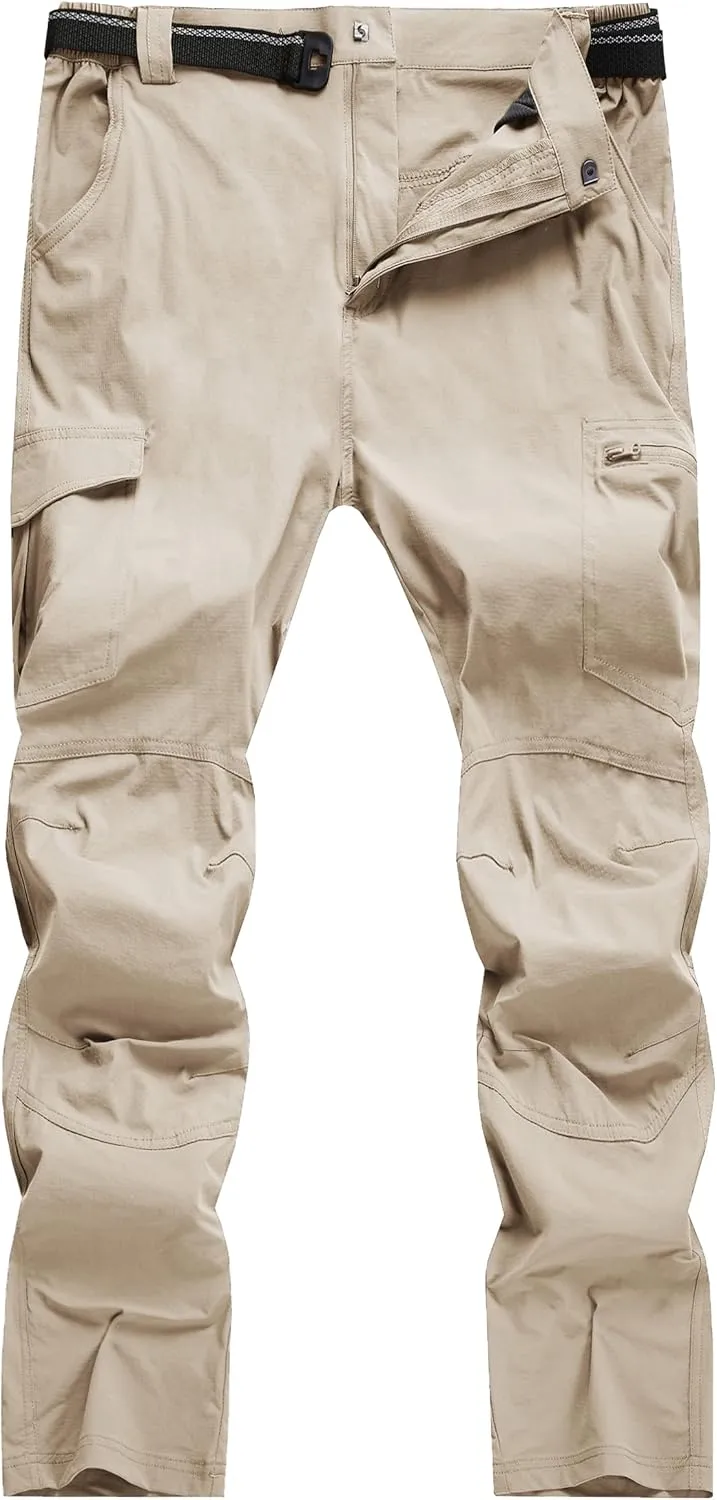 Men's Cargo Work Hiking Pants Lightweight Water Resistant Quick Dry Fishing Travel Camping Outdoor Breathable Multi Pockets