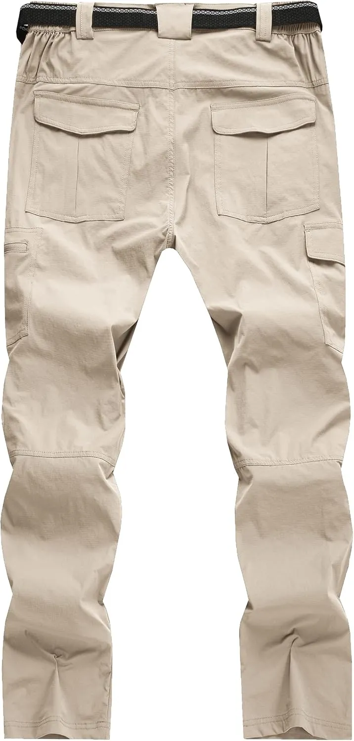 Men's Cargo Work Hiking Pants Lightweight Water Resistant Quick Dry Fishing Travel Camping Outdoor Breathable Multi Pockets