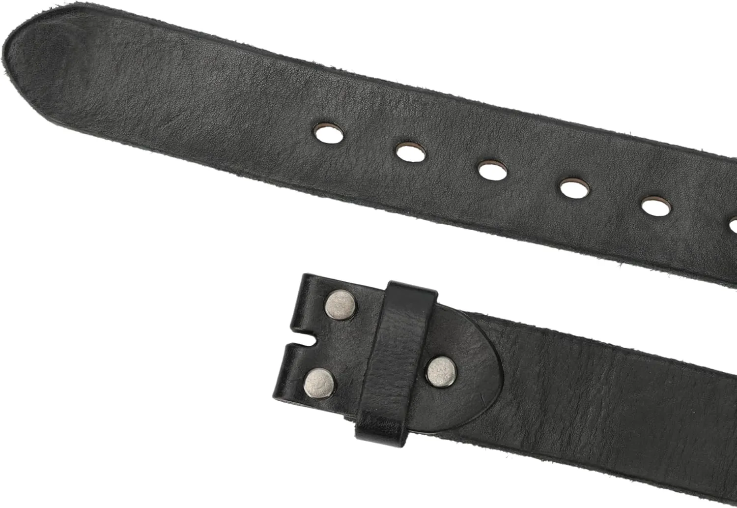 Men's Full Grain Leather Belt Vintage Distressed Style with Snap-On Strap 1 1/2" One Piece Leather no buckle