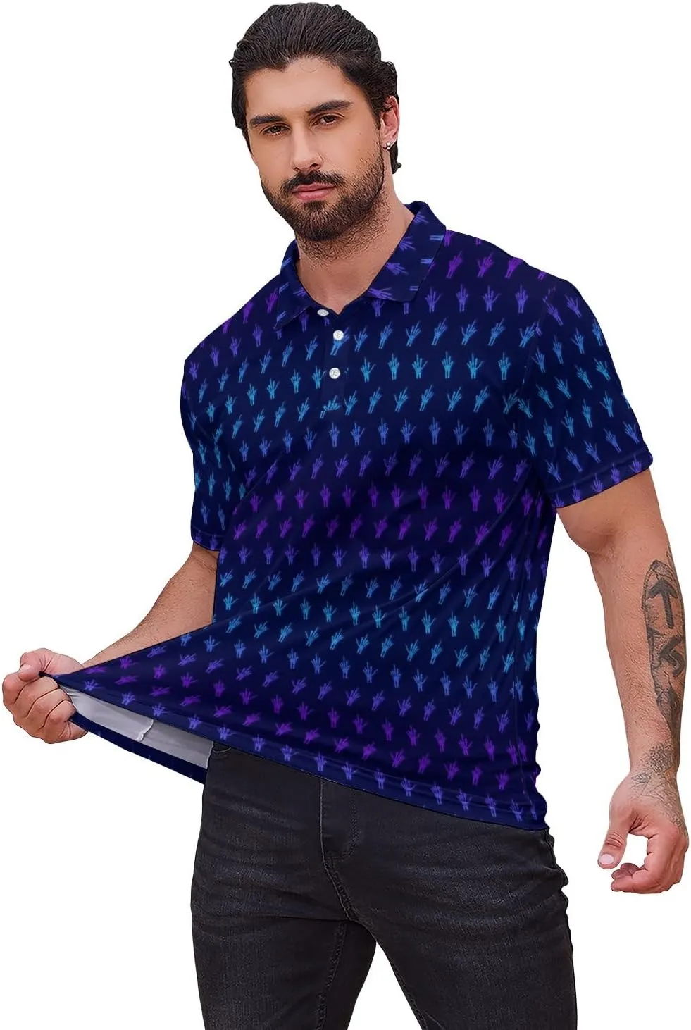 Men’s Golf Polo Shirts - Hawaiian Print Golf Shirt for Men Quick-Dry Moisture Wicking Casual Breathable Polo Shirt