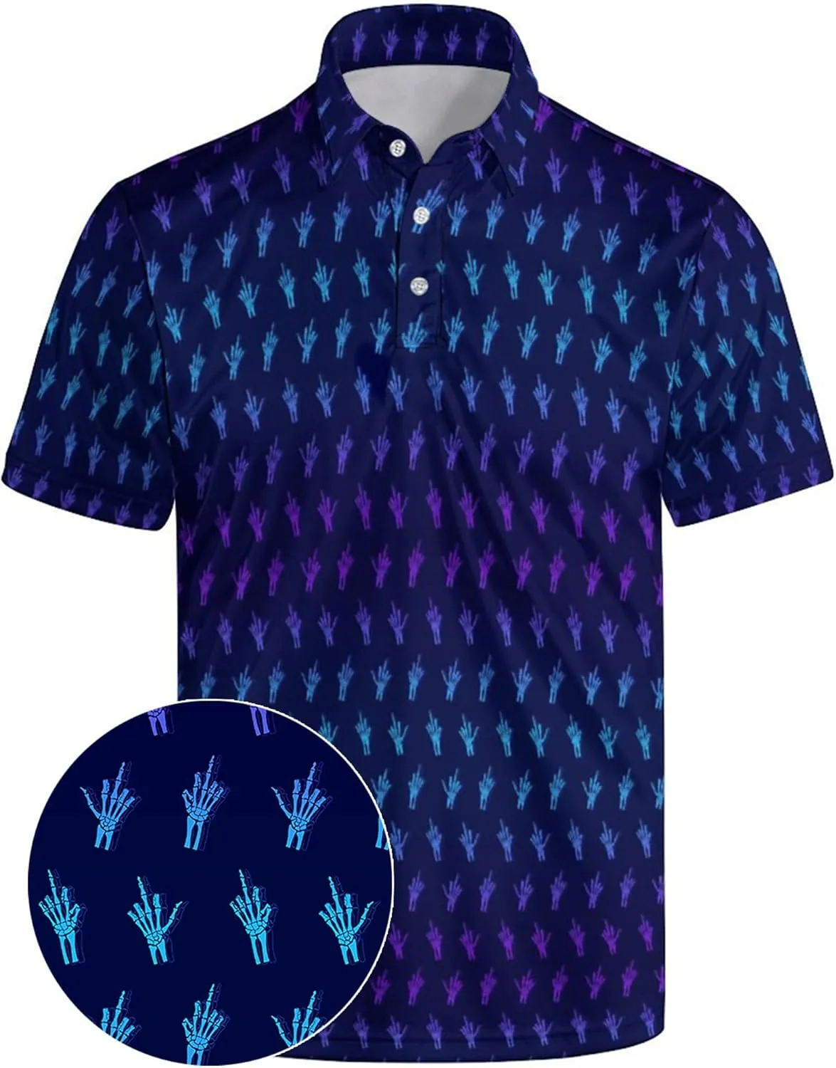 Men’s Golf Polo Shirts - Hawaiian Print Golf Shirt for Men Quick-Dry Moisture Wicking Casual Breathable Polo Shirt
