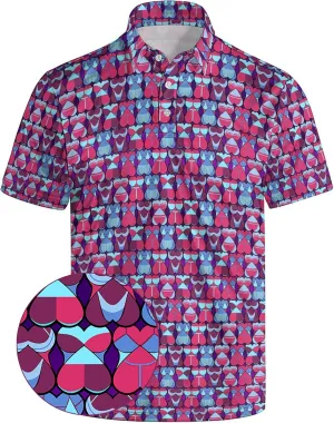 Men’s Golf Polo Shirts - Hawaiian Print Golf Shirt for Men Quick-Dry Moisture Wicking Casual Breathable Polo Shirt