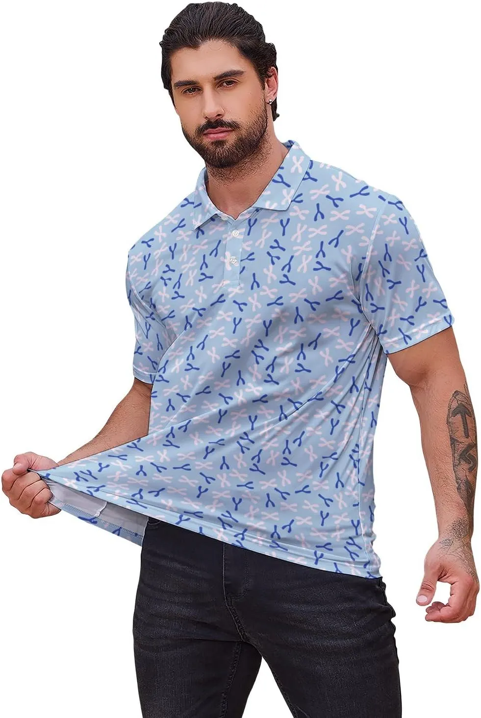 Men’s Golf Polo Shirts - Hawaiian Print Golf Shirt for Men Quick-Dry Moisture Wicking Casual Breathable Polo Shirt